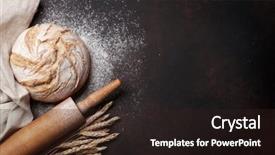  Presentation with baker kneading dough homemade bread - Slide deck consisting of homemade crusty bread on blackboard background and a wine colored foreground