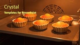  Presentation with mold - PPT theme enhanced with homemade-cupcakes-in-metal-mold background and a tawny brown colored foreground