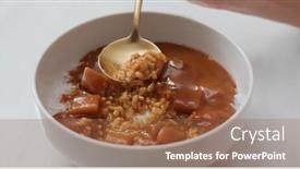  Presentation with curry - Audience pleasing slide set consisting of homemade-curry-rice-at-home backdrop and a tawny brown colored foreground