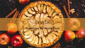  Presentation with cake - Slide deck with homemade-delicious-apple-cake background and a  colored foreground