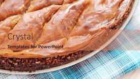  Presentation with sweet - Amazing slide set having homemade-delicious-baklava-sweet-food backdrop and a coral colored foreground