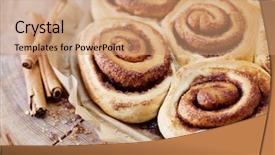  Presentation with cinnamon - Presentation having homemade delicious cinnamon rolls - sweet background and a coral colored foreground