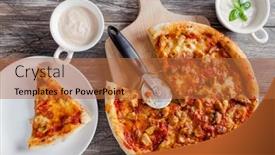  Presentation with pizzeria - PPT layouts having homemade-delicious-pizza-better background and a red colored foreground