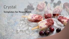  Presentation with vegan food - PPT theme consisting of homemade-delicious-vegan-cherry-popsicles background and a light gray colored foreground