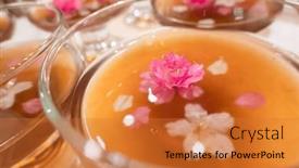 Presentation with sakura - Slides having homemade-dessert-of-sakura-jelly background and a gold colored foreground