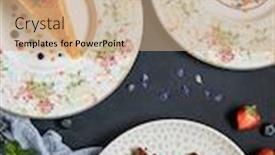  Presentation with flower vintage - Beautiful presentation theme featuring homemade-desserts-on-vintage-plates backdrop and a coral colored foreground