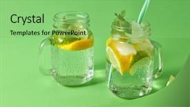  Presentation with lemon lime - Presentation theme having homemade detox drinks for diet background and a seafoam green colored foreground