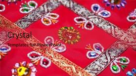  Presentation with embroidery - Cool new PPT theme with homemade embroidery on red leather backdrop and a red colored foreground