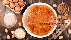  Presentation with cake brownies for kids - Cool new PPT theme with homemade epiphany cake backdrop and a gold colored foreground