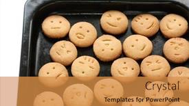  Presentation with baking cookies - Audience pleasing theme consisting of homemade face cookies on the baking tray backdrop and a gold colored foreground