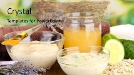  Presentation with natural ingredients - Colorful PPT theme enhanced with homemade facial masks with natural backdrop and a coral colored foreground