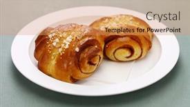  Presentation with cinnamon roll - Presentation design consisting of homemade finnish cinnamon roll freshly made background and a coral colored foreground