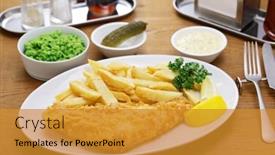  Presentation with british - Presentation consisting of homemade-fish-and-chips-british background and a gold colored foreground