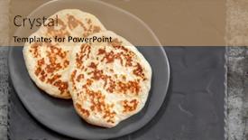  Presentation with flat - PPT theme enhanced with homemade-flat-bread-on-rustic background and a coral colored foreground