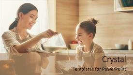  Presentation with bakery baking ingredients - Amazing PPT theme having homemade food and little helper backdrop and a coral colored foreground