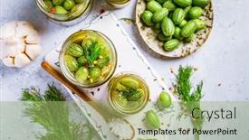  Presentation with food - Presentation consisting of homemade-food-pickled-cucamelons-pickled background and a mint green colored foreground