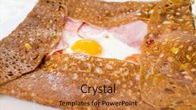  Presentation with french philosophers - Audience pleasing slide set consisting of homemade french buckwheat galette with egg backdrop and a coral colored foreground