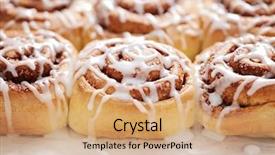  Presentation with cinnamon - Slide set consisting of homemade fresh cinnamon buns - sweet background and a coral colored foreground