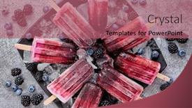  Presentation with ice frozen - Audience pleasing theme consisting of homemade-fresh-frozen-blueberry backdrop and a coral colored foreground