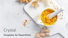  Presentation with garlic - Presentation design consisting of homemade-fresh-ginger-and-garlic background and a  colored foreground