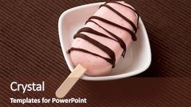  Presentation with chocolate strawberry - Cool new slide deck with homemade fresh glazed strawberry and chocolate ice popsicle backdrop and a tawny brown colored foreground