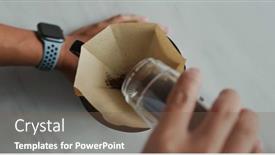  Presentation with brewed - Audience pleasing presentation design consisting of homemade-freshly-brewed-paper-hand backdrop and a tawny brown colored foreground