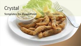  Presentation with fingers - Theme enhanced with homemade fried fish fingers with tartar sauce background and a blonde colored foreground