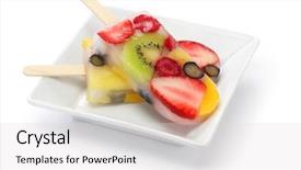  Presentation with ice - Theme having homemade fruit ice pop popsicle background and a light gray colored foreground