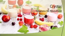  Presentation with smoothies - Cool new PPT theme with homemade fruity smoothies - food and drink backdrop and a lemonade colored foreground