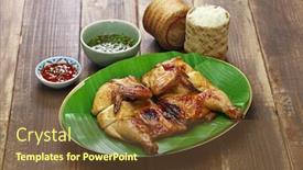  Presentation with thai muic - Slide deck featuring homemade-gai-yang-thai-style background and a tawny brown colored foreground