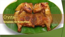  Presentation with grilled chicken - Amazing PPT theme having homemade-gai-yang-thai-style backdrop and a tawny brown colored foreground