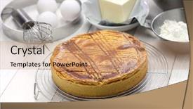  Presentation with cake - Beautiful PPT layouts featuring homemade gateau basque on cake backdrop and a  colored foreground