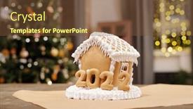  Presentation with next year - Theme having homemade-gingerbread-house-decorated background and a tawny brown colored foreground