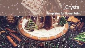  Presentation with gingerbread house - Colorful PPT theme enhanced with homemade gingerbread house on dark backdrop and a coral colored foreground