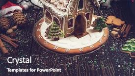  Presentation with gingerbread house - Theme having homemade gingerbread house on dark background and a wine colored foreground