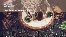  Presentation with gingerbread house - Audience pleasing PPT theme consisting of homemade gingerbread house on dark backdrop and a coral colored foreground