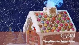  Presentation with gingerbread house - PPT theme enhanced with homemade gingerbread house background and a red colored foreground