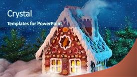  Presentation with gingerbread house - Presentation theme consisting of homemade gingerbread house background and a ocean colored foreground