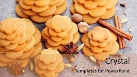  Presentation with gourmet sweet dessert bakery food - PPT layouts consisting of homemade gingerbread tree - sweet food background and a  colored foreground