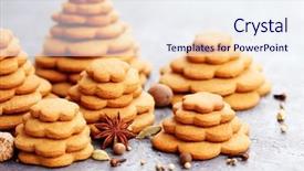  Presentation with gourmet sweet dessert bakery food - Audience pleasing theme consisting of homemade gingerbread tree - sweet food backdrop and a  colored foreground