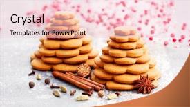  Presentation with gingerbread - PPT theme consisting of homemade gingerbread tree - sweet food background and a  colored foreground