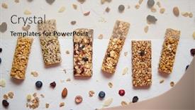  Presentation with dried fruits seeds nuts - Slide set featuring homemade-gluten-free-granola-bars background and a soft green colored foreground