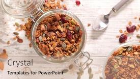  Presentation with oat - Slide set having homemade-granola-oat-nut background and a soft green colored foreground