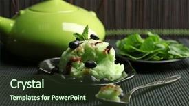  Presentation with tea milk shaved ice - Slide deck with homemade green tea ice-cream background and a  colored foreground