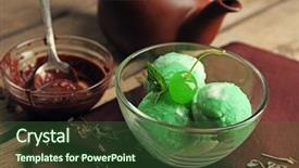  Presentation with dark green - Beautiful presentation theme featuring homemade green tea ice-cream backdrop and a forest green colored foreground
