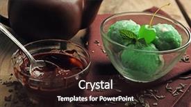  Presentation with ice milk tea - Audience pleasing theme consisting of homemade green tea ice-cream backdrop and a wine colored foreground