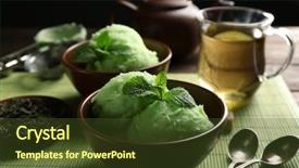  Presentation with tea milk shaved ice - Beautiful presentation theme featuring homemade green tea ice-cream backdrop and a tawny brown colored foreground