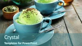  Presentation with matcha - Beautiful slide set featuring homemade green tea ice-cream backdrop and a ocean colored foreground