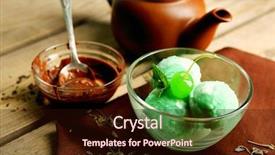  Presentation with tea milk shaved ice - Theme enhanced with homemade green tea ice-cream background and a wine colored foreground