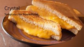  Presentation with breakfast sandwich - Colorful theme enhanced with homemade grilled cheese sandwich backdrop and a red colored foreground